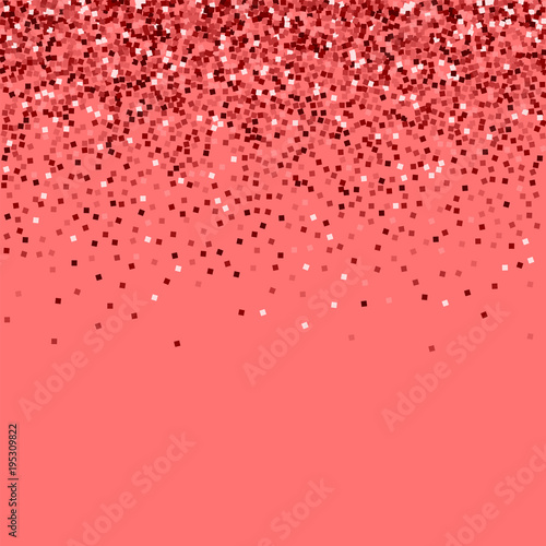 Red gold glitter. Scatter top gradient with red gold glitter on pink background. Fair Vector illustration.