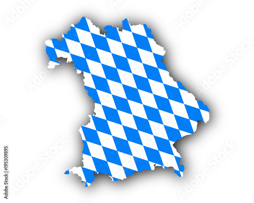 Karte und Fahne von Bayern
