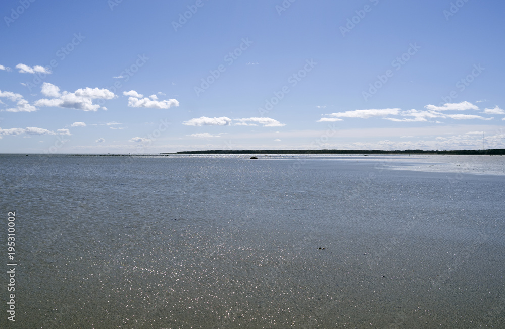 Laesoe / Denmark: View over the wide mudflat at Bovet Bugt at low-tide
