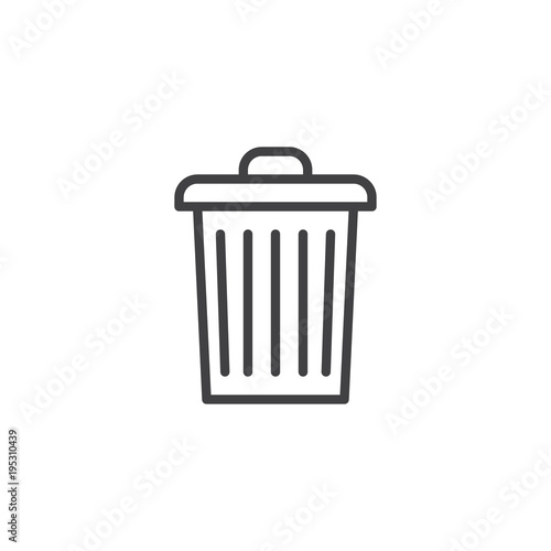 Garbage bin outline icon. linear style sign for mobile concept and web design. Trash can simple line vector icon. Symbol, logo illustration. Pixel perfect vector graphics