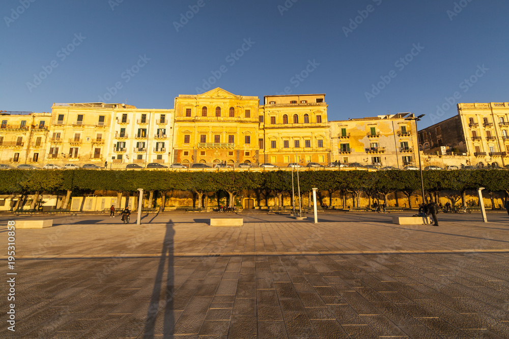Building at sunset in Ortigia