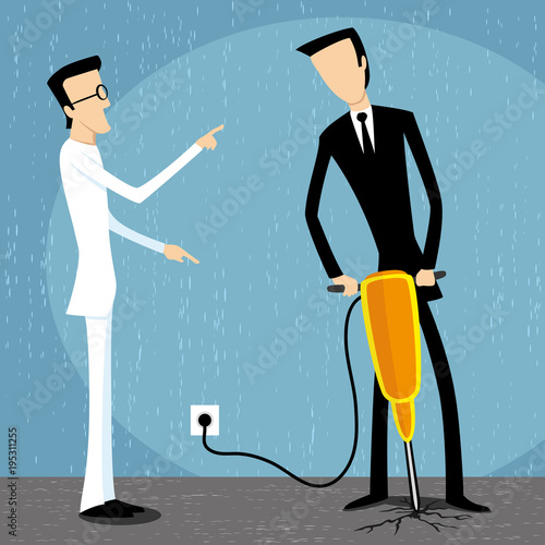 Boss and business man with a jackhammer.