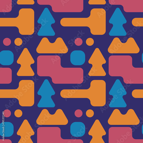Full colour shape forest seamless pattern. Suitable for screen  print and other media.