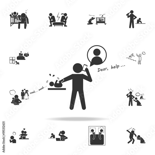 helplessness of the parent icon. Detailed set of illustration bad family icons. Premium quality graphic design. One of the collection icons for websites, web design