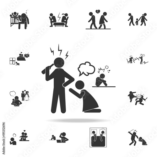 family problem with alcohol icon. Detailed set of illustration bad family icons. Premium quality graphic design. One of the collection icons for websites, web design