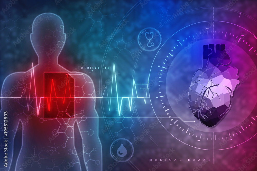 Fototapeta premium Cardiogram concept -2D rendering illustration