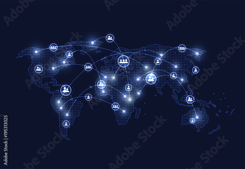 Wallpaper Mural Global network connection. World map point and line composition concept of global business. Vector Illustration Torontodigital.ca