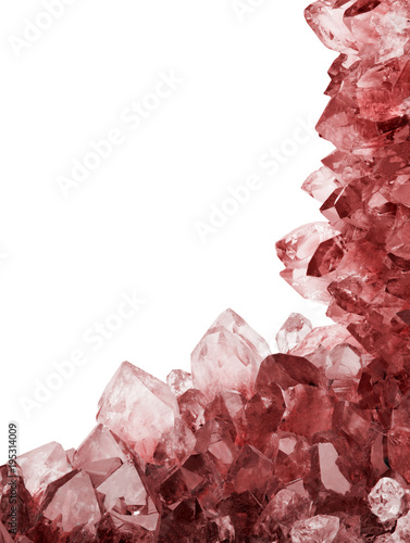 isolated light ruby crystals corner