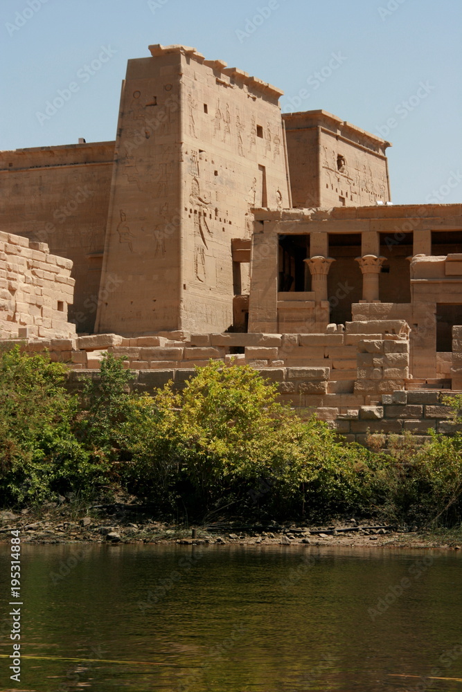 The temple of Isis from Philae at its current location on Agilkia Island in Lake Nasser