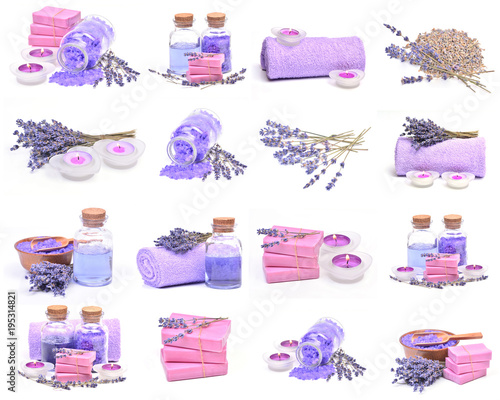 Lavender sets for beauty  on a white background