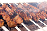 Shish kebab fry on the grill in winter