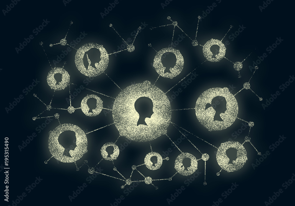 Women social media network. Growth background with lines, circles and integrate female avatars. Connected symbols for digital, interactive and global communication concept. Women social media network. Growth background with lines, circles and integrate female avatars. Connected symbols for digital, interactive and global communication concept.