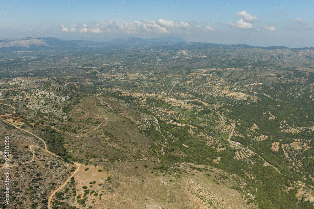 Aerial image of the inland on island of Rhodes