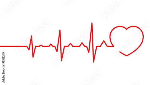 Heart pulse, Cardiogram line vector illustration, Heartbeat photo