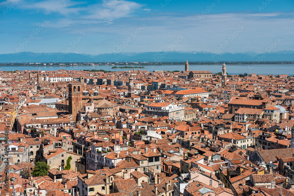 Aerial view of Venice, the capital of the Veneto region in Italy