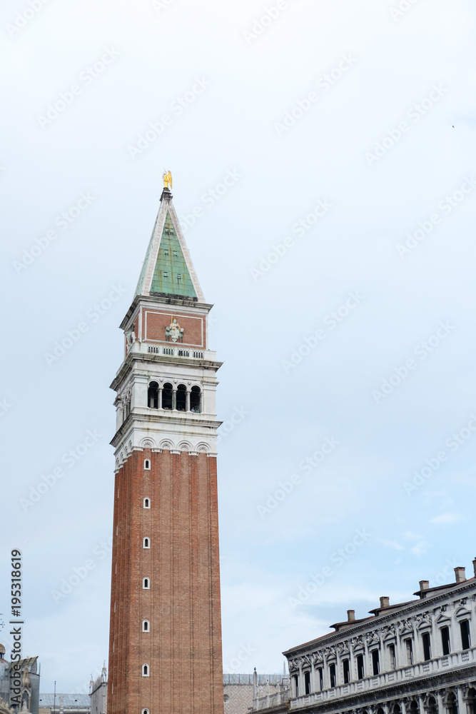 St Mark's Campanile, the bell tower of St Mark's Basilica, located in Piazza San Marco in Venice, Italy.