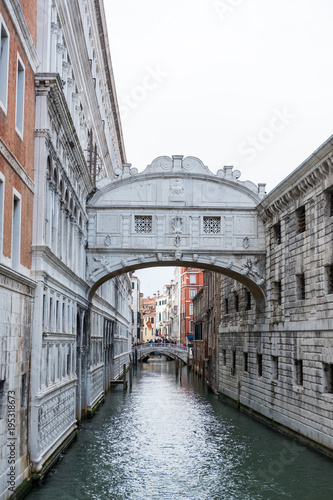 View of Ponte dei Sospiri or Bridge of Sighs in Venice, Italy