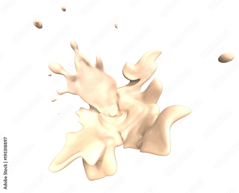 Splash And Whirl Milk Liquid Isolated On White Splash And Whirl Milk Liquid Isolated On White