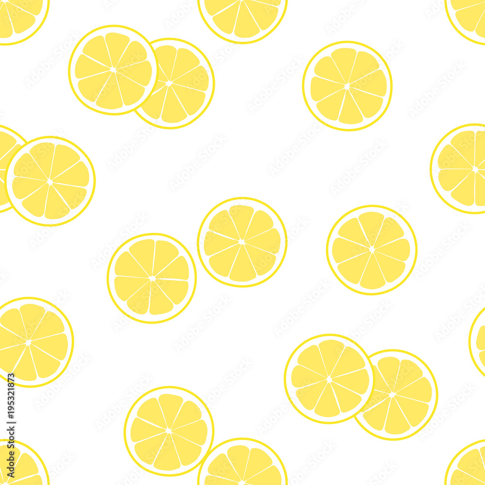 Vector illustration of seamless pattern of lemon slice. 