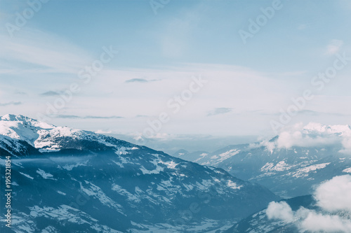 beautiful winter mountain landscape in mayrhofen ski area, austria