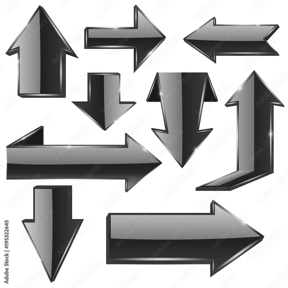 Black shiny straight arrows Black shiny straight arrows