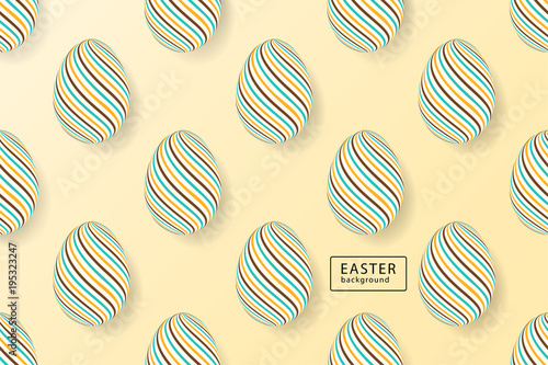 Abstract easter background. Creative 3D eggs with pattern. Vector illustration