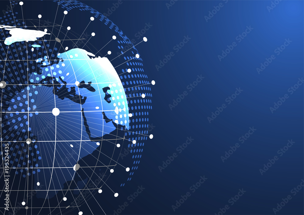 Naklejka premium Global network connection. World map point and line composition concept of global business. Vector Illustration