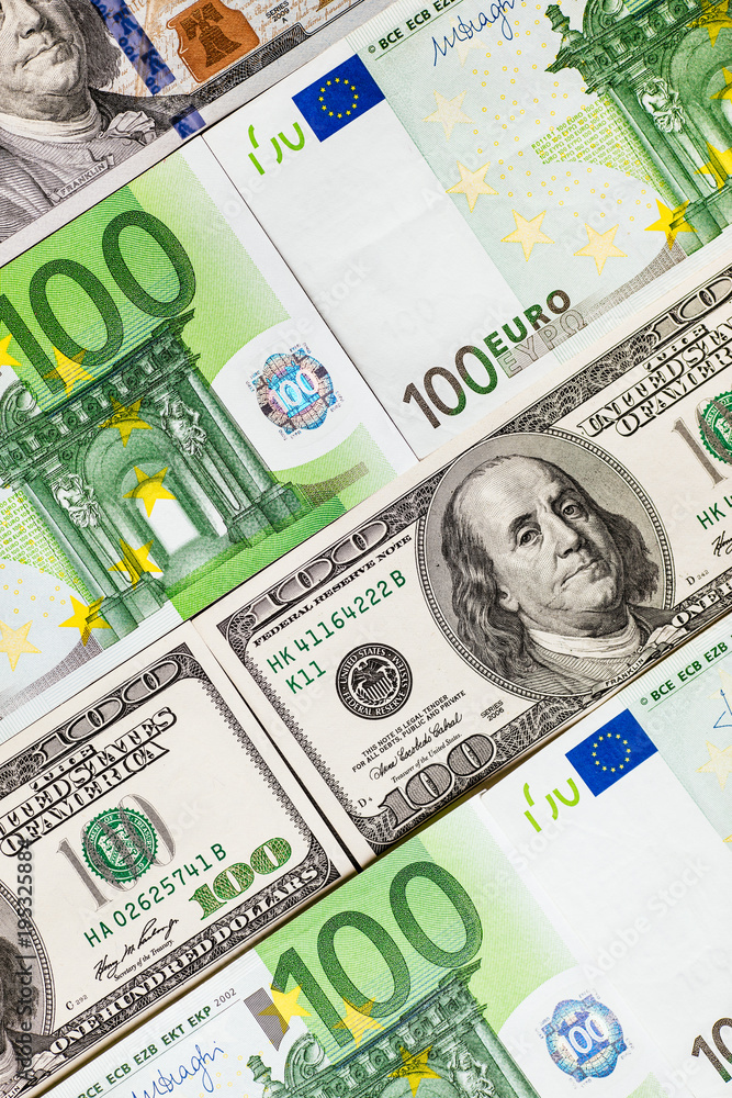 Euro banknotes close up. Several hundred euro banknotes Euro banknotes close up. Several hundred euro banknotes