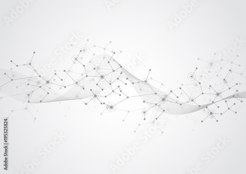 Abstract connecting dots and lines molecule background. Connection science compounds, medical, technology or scientific concept background. Vector illustration