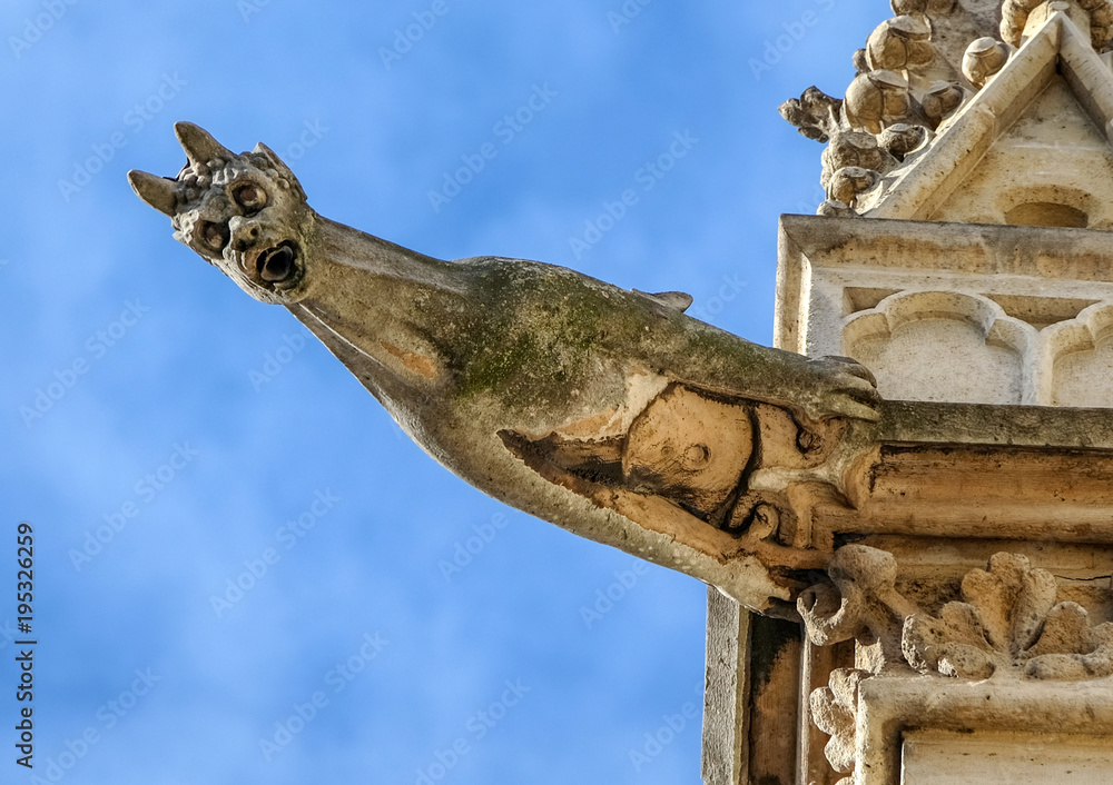 Paris - The gargoyles on the south side wall of the Saint Chapelle