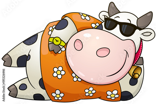 Cartoon chubby bull. Vector clip art illustration with simple gradients.
