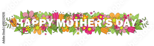 HAPPY MOTHER’S DAY Banner with Flowers