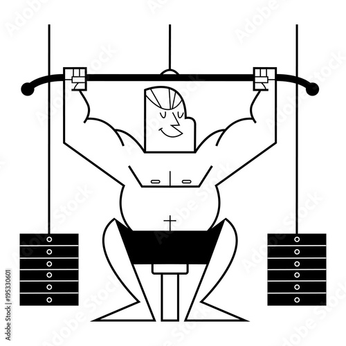 Athletic man in gym training on lifting machine