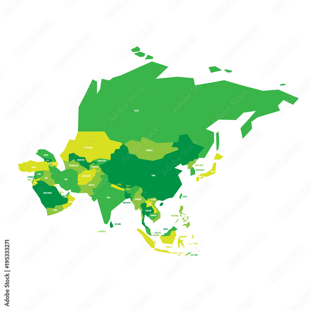 Very simplified vector infographical political map of Asia. Stock ...