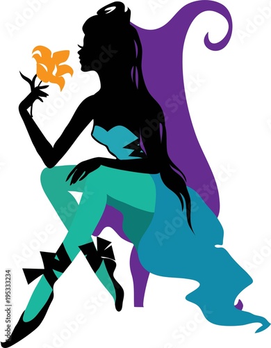 Elegant graphic silhouette of a woman