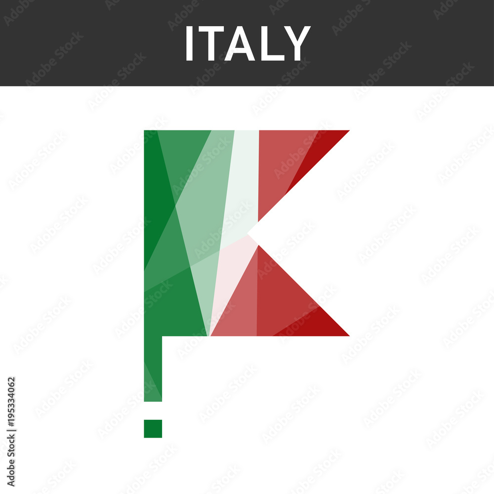 flag of Italy on flagpole. polygon effect flag of Italy on flagpole. polygon effect