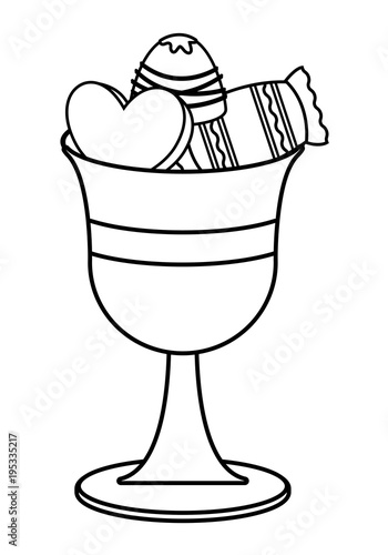 cup with candies over white background, vector illustration