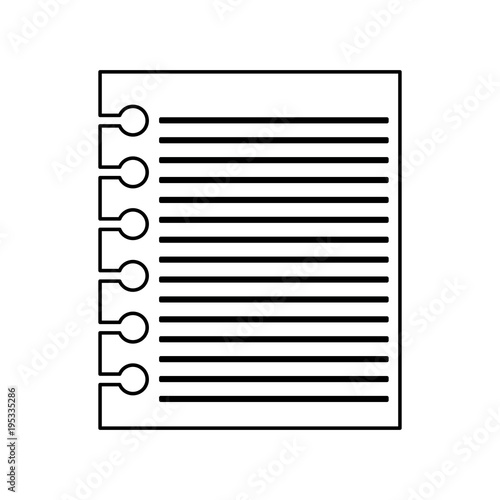 Notebook sheet icon over white background, vector illustration
