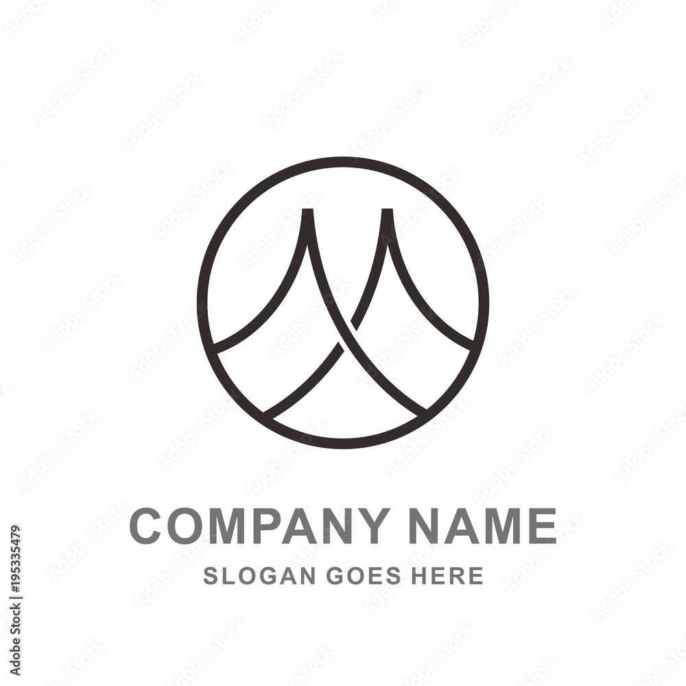 Fototapeta premium Monogram Letter M Geometric Square Circle Strips Pattern Interior Decoration Business Company Stock Vector Logo Design Template