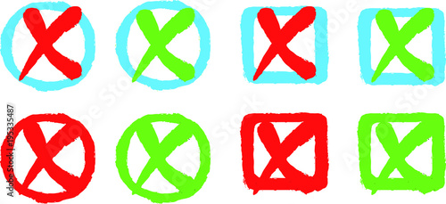 Check box and x mark set