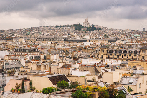 Paris city skyline .The view from the Pompidou centre. photo