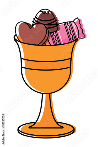 cup with candies over white background, colorful design. vector illustration