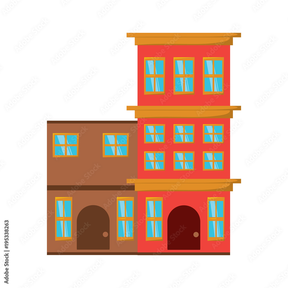 Residential houses over white background, colorful design. vector illustration