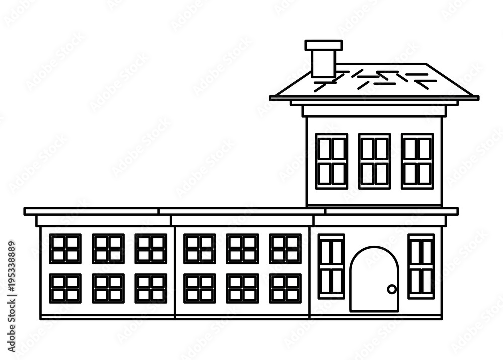 Residential big house icon over white background, vector illustration