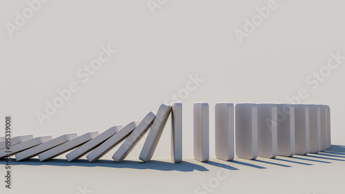 domino effect in action(3d rendering)
