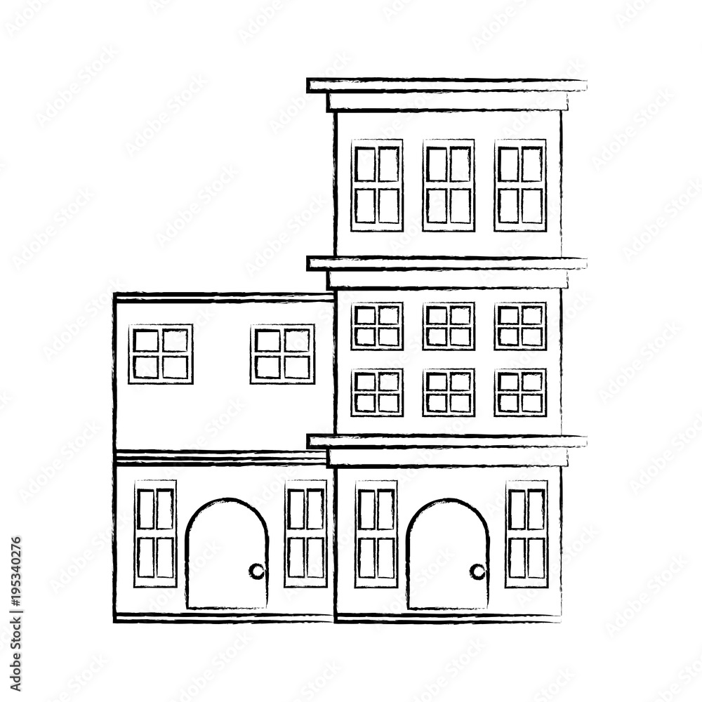 sketch of Residential houses over white background, vector illustration sketch of Residential houses over white background, vector illustration