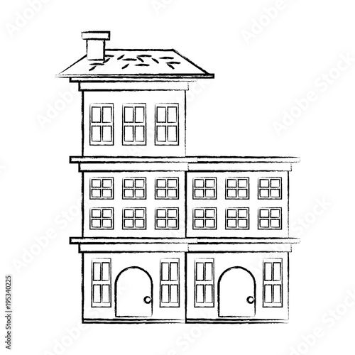 sketch of Residential houses over white background, vector illustration