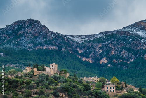 Deia a beautiful village in a remote valley in the Serra Tramuntana mountain range, Majorca (Mallorca), Balearic Islands, Spain.