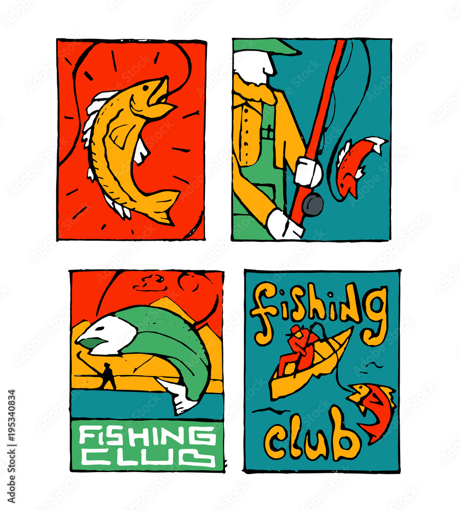 Fototapeta premium Fishing poster set