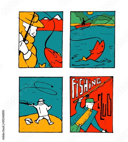 Fishing poster set